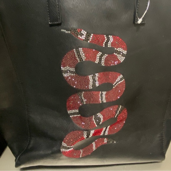 NWOT RARE ah-dorned New York Black Tote with Rhinestone Crystal Snake - Picture 10 of 10